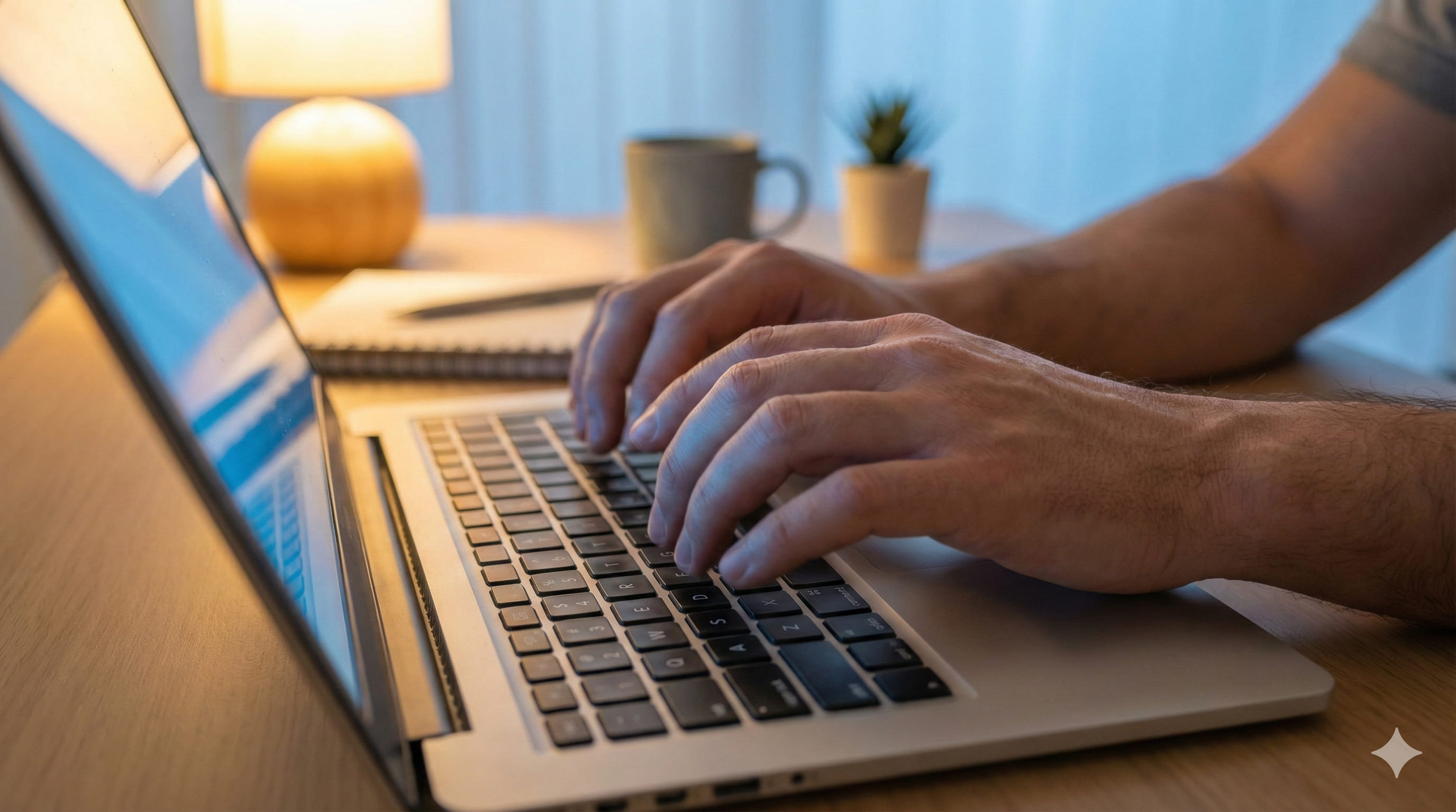 집중이 또렷해지는 순간, 키보드를 빠르게 타이핑하며 노트북LM으로 정리하는 손