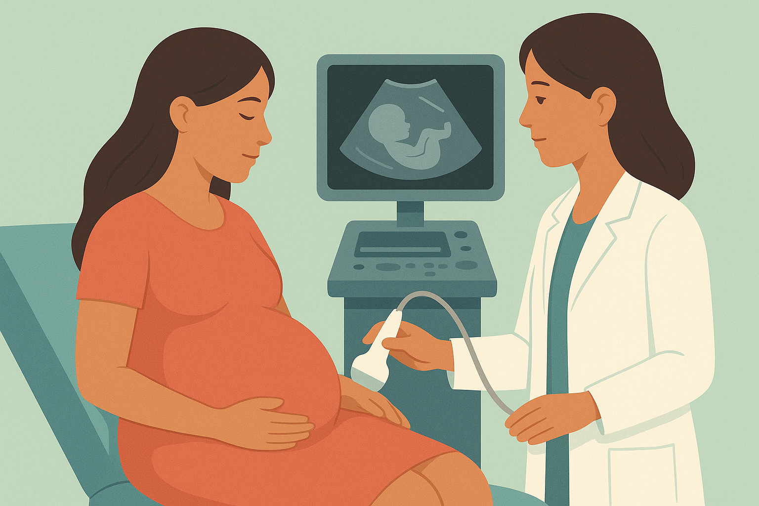 자궁경부 길이 검사하는 임산부 이미지