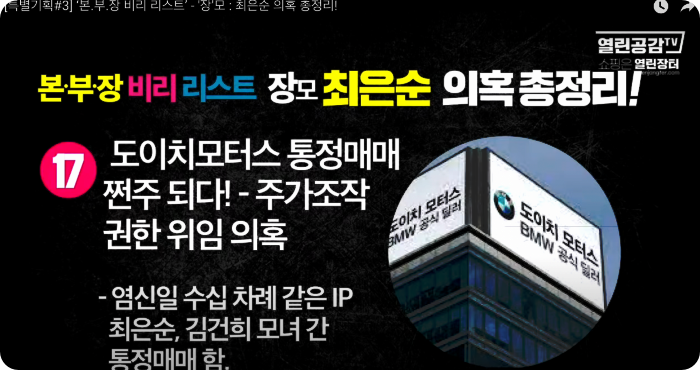 김건희 윤석열 최은순 장모 의혹 리스트