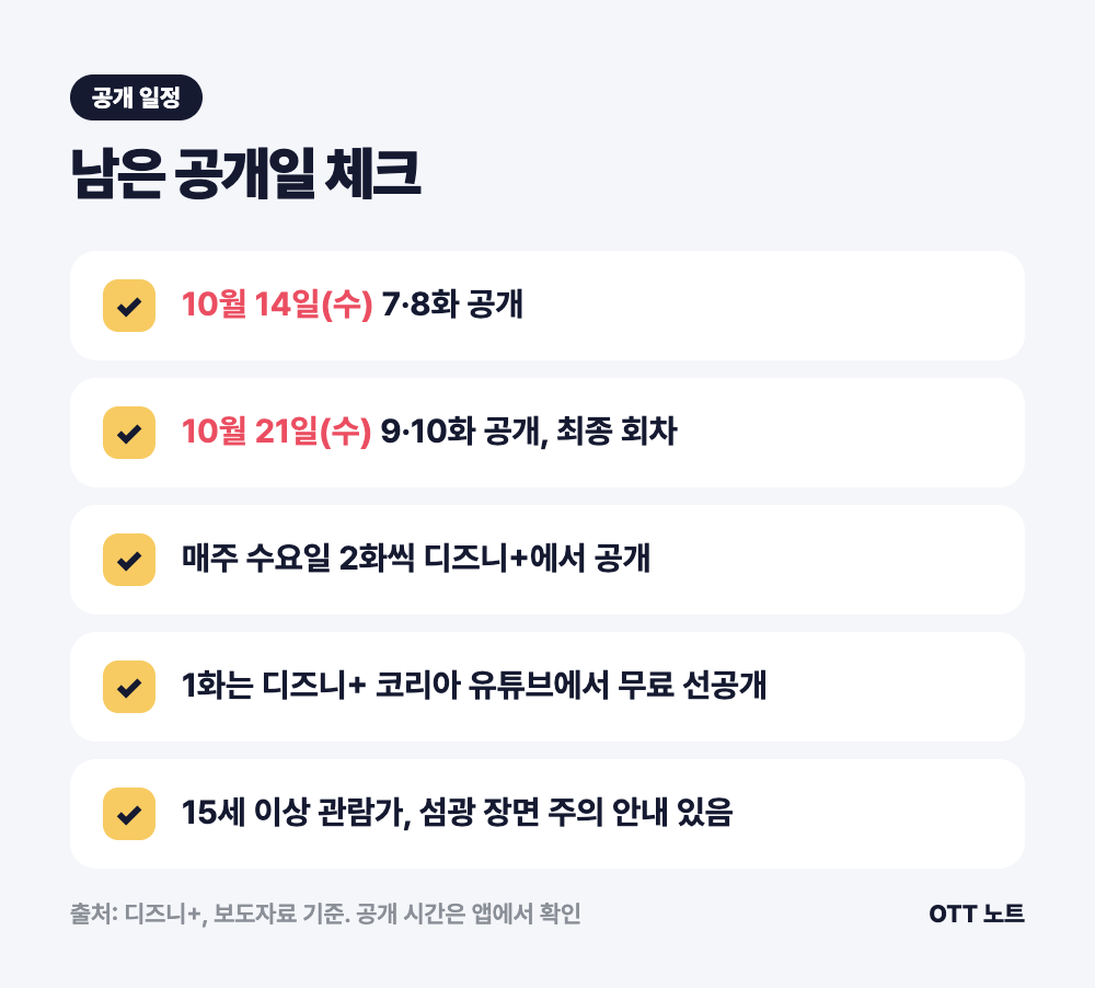 술래게임 남은 공개일 체크리스트 카드