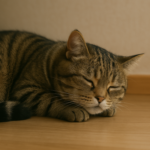 노령인 고양이가 활동량이 감소하고 잠을 자는 모습