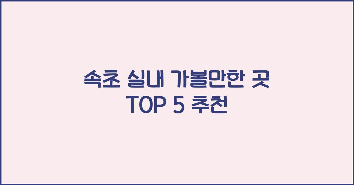 속초 실내 가볼만한 곳 TOP 5 추천