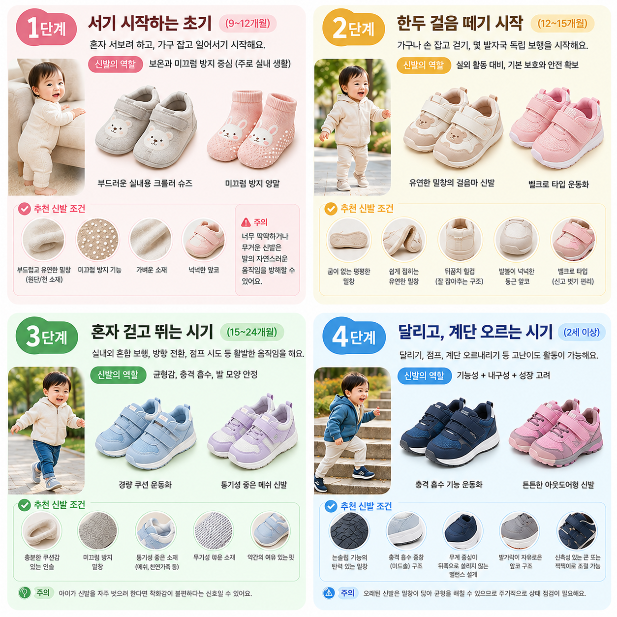 1단계에서 4단계별로 신발 추천 이미지