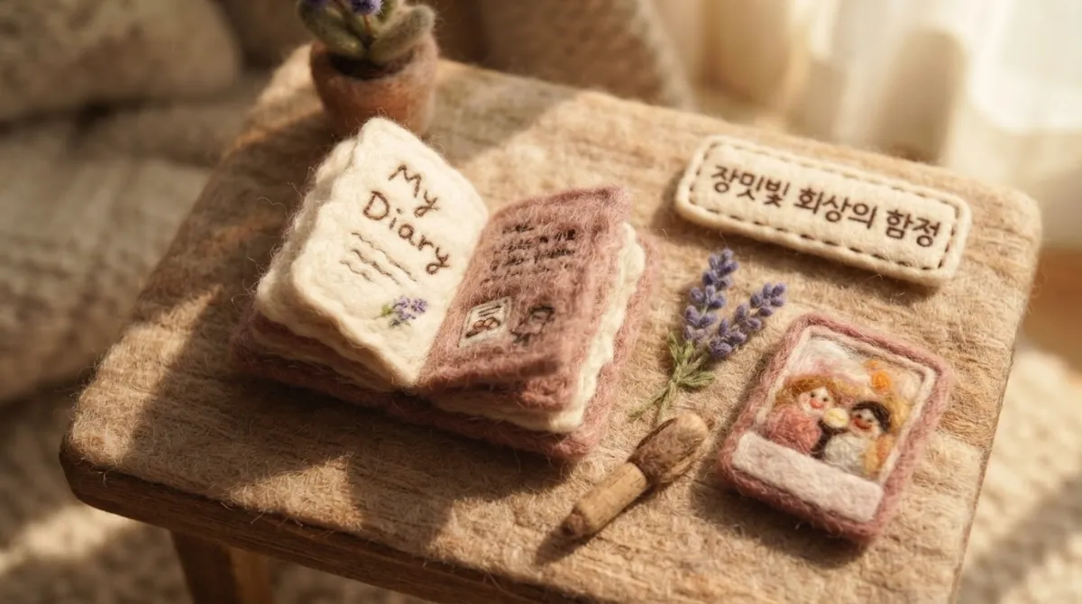 과거의 소중하고 따뜻한 추억을 간직한 폴라로이드 사진과 일기장 모습