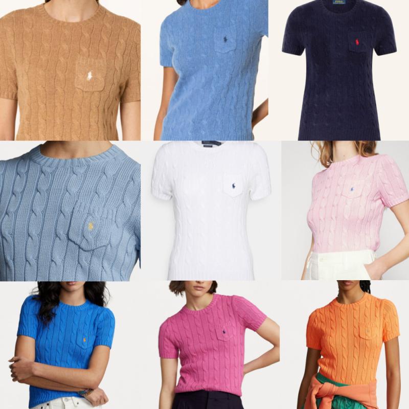 폴로 반팔 케이블 니트 직구 여성 강민경 반팔니트 주머니 화이트 여자 핑크 블루 꽈배기