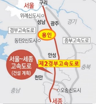 제2경부고속도로 건설계획도