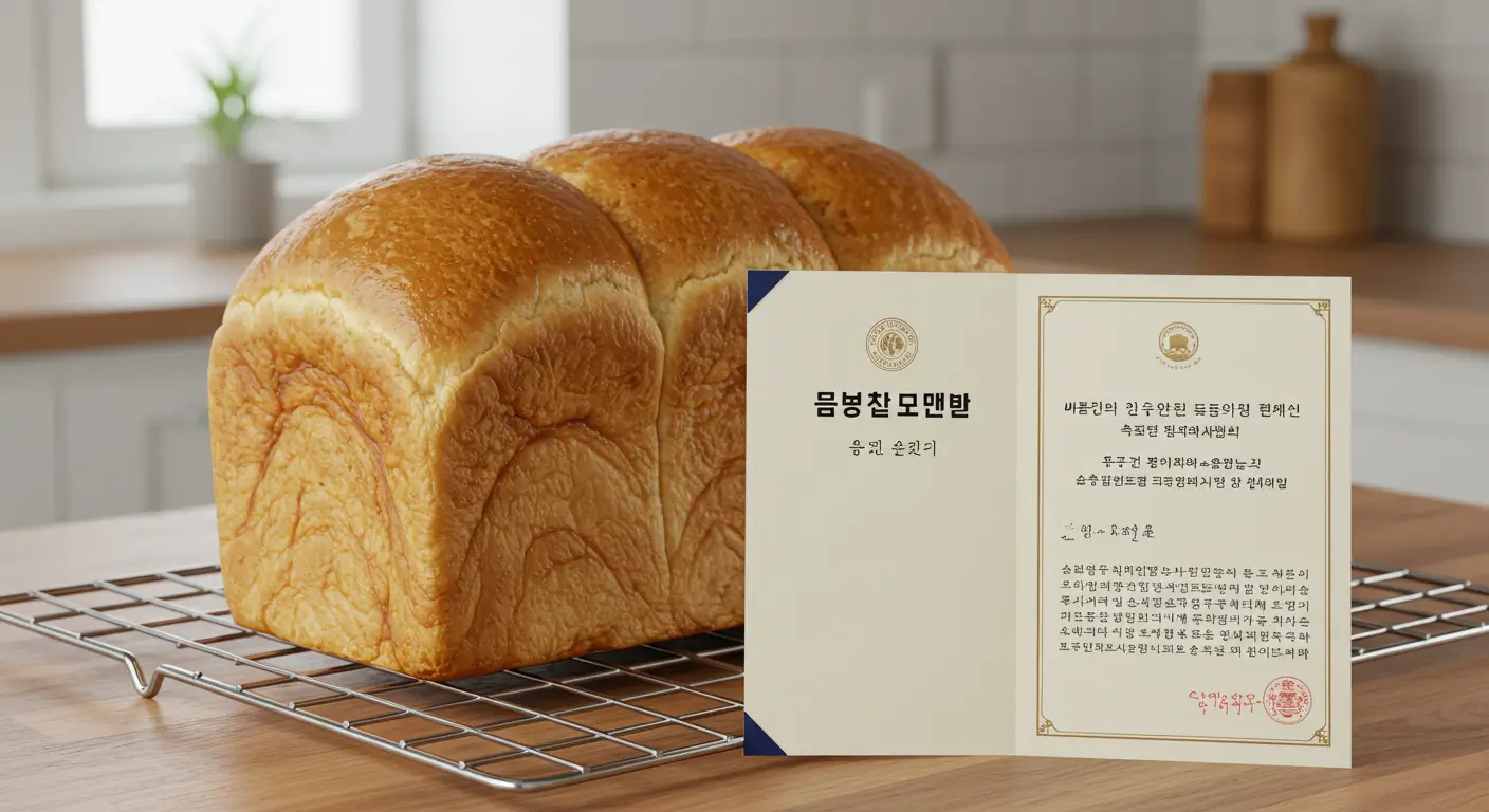 완벽하게 잘 구워진 우유식빵과 제빵기능사 국가기술자격증