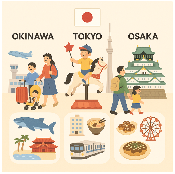 일본 가족여행지 비교 오키나와 vs 도쿄 vs 오사카