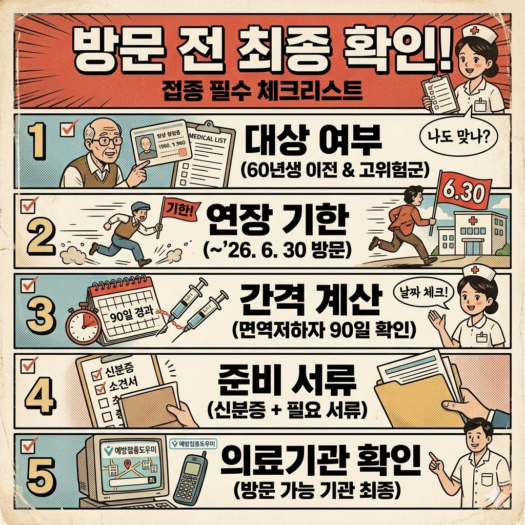 코로나19 예방접종 전 확인 체크리스트 대상 여부 연장 기간 준비 서류 의료기관 확인