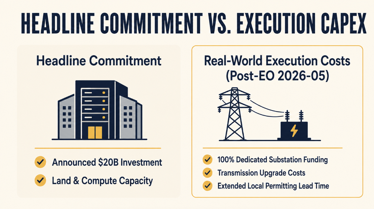 Editorial big number card highlighting Amazon's 20 billion dollar Pennsylvania data center footprint