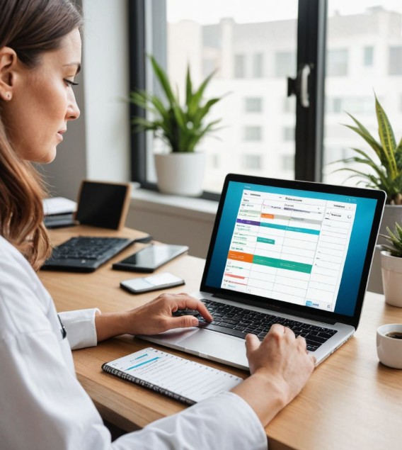 호스피스의료사회복지사의 하루 일상 업무를 설명하는 인포그래픽, 상담, 팀 회의, 행정 보고 등 주요 역할이 정리되어 있음