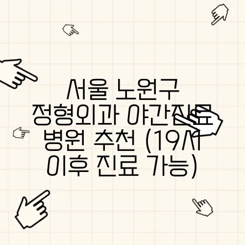 서울 노원구 정형외과 야간진료 병원 추천 (19시 이후 진료 가능)