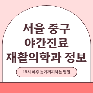 서울 중구 야간진료 재활의학과 병원 (18시 이후 늦게까지하는 병원)