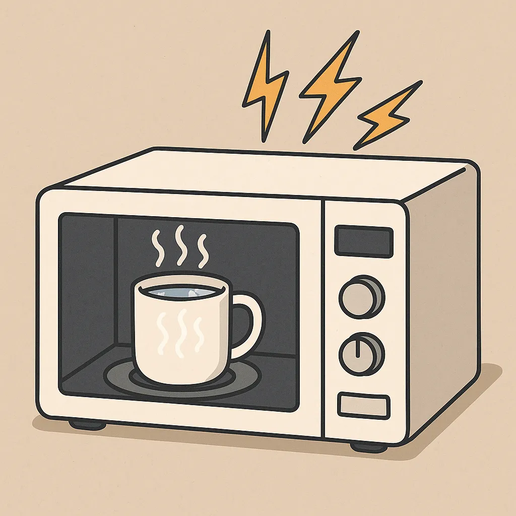 전자레인지로-물을-끓일-때-안전성을-상징적으로-표현한-일러스트-이미지로-전자레인지-속-컵에-담긴-물이-끓는-장면