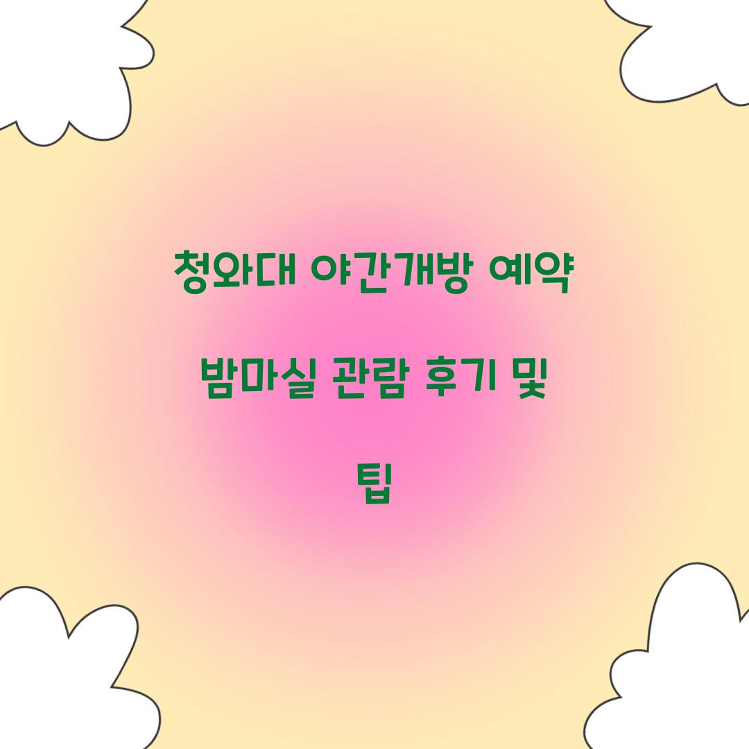 청와대 야간개방 예약 밤마실