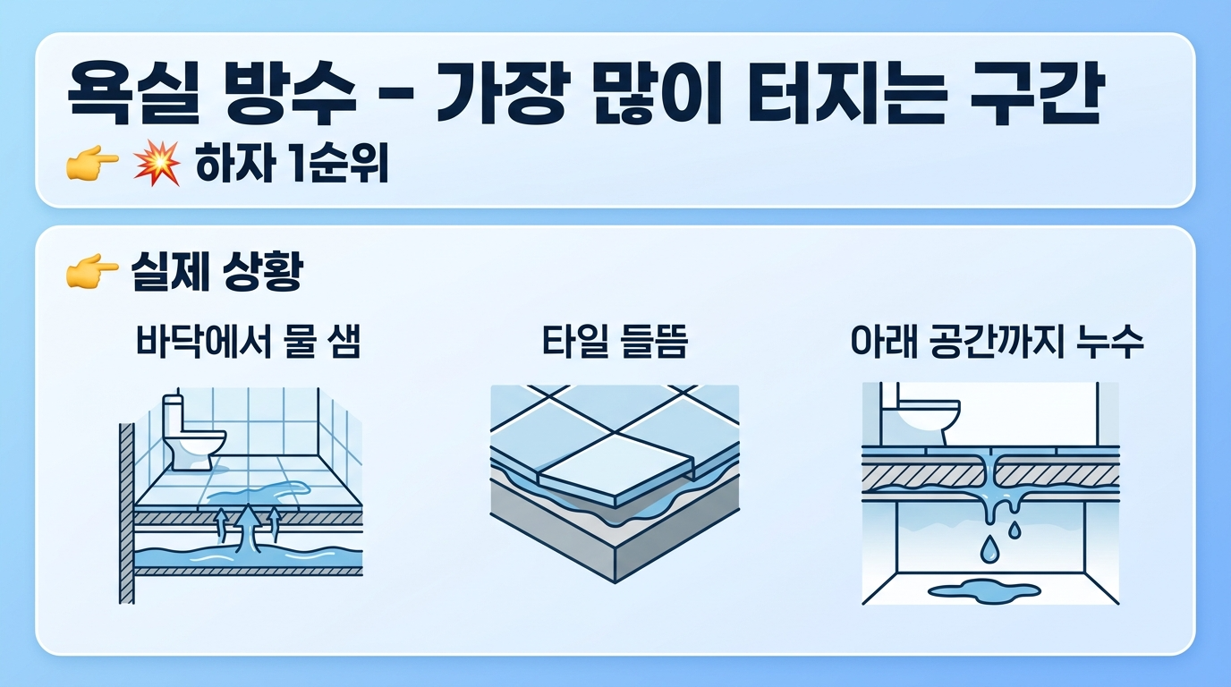 욕실방수로 인한 하자발생