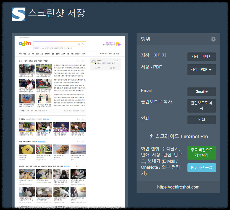 캡쳐프로그램 실행 후 결과