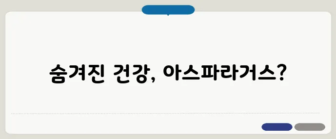 아스파라거스 효능: 항산화부터 다이어트까지