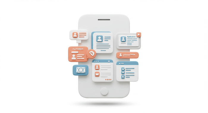 정부 혜택 온라인 신청 방법을 나타내는 3D 아이콘