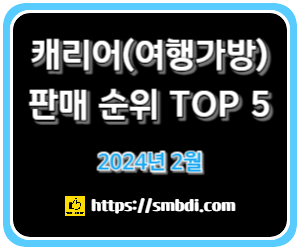 캐리어(여행 가방) 판매 순위 TOP 5(24년 2월) - 쿠팡, 네이버, G마켓, 11번가 판매량 분석