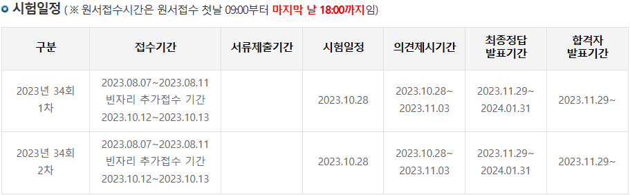 공인중개사 시험일정