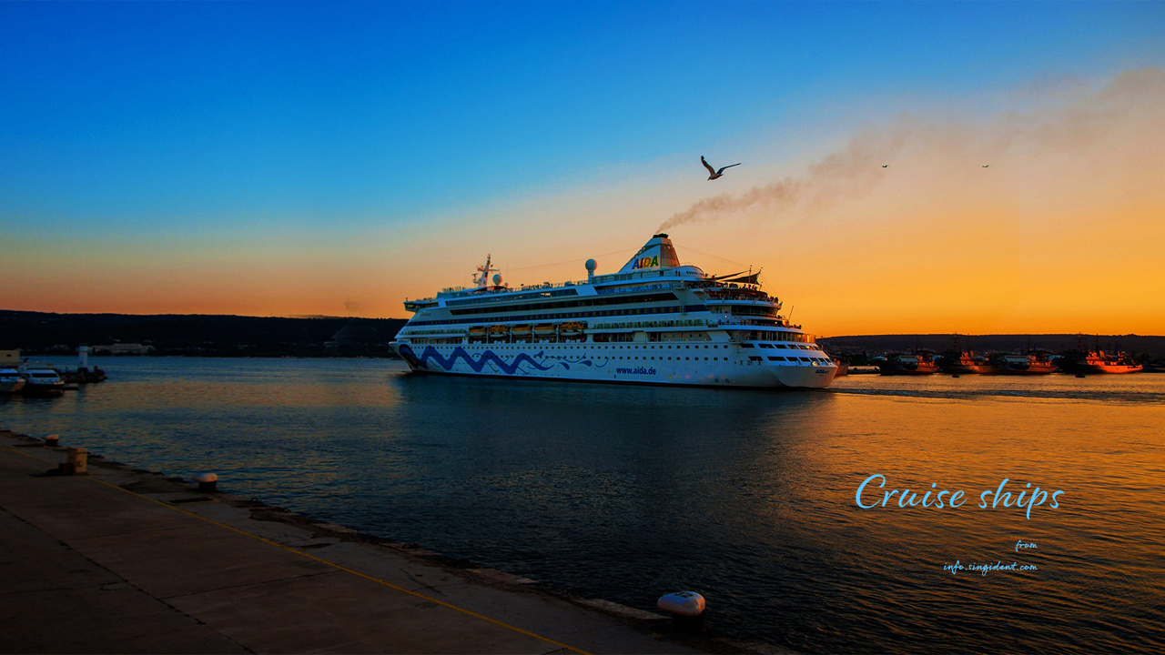 13 유람선과 노을, 갈매기 C - Cruise ships 여름배경화면