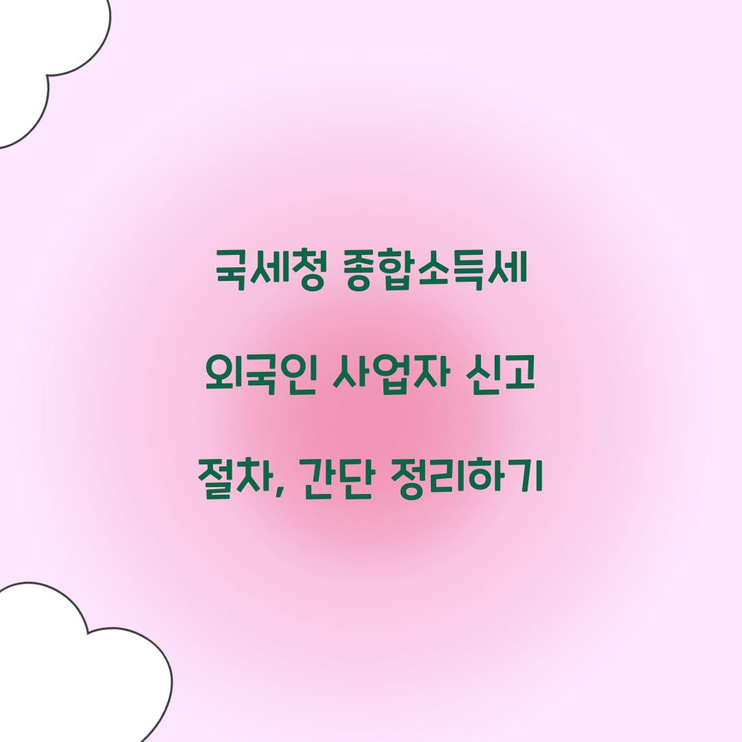 국세청 종합 소득세 외국인 사업자 신고 절차