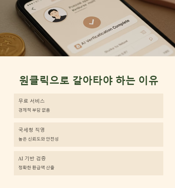 국세청 원클릭 환급 수수료 무료! 삼쩜삼 대신 세금 돌려받는 방법