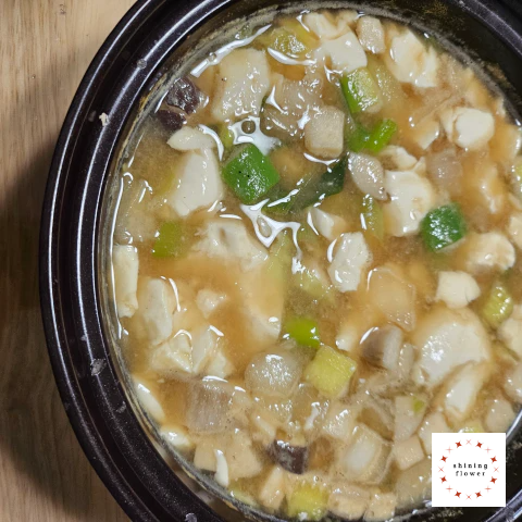 인덕션 세라믹 뚝배기 냄비-된장찌개 끓인 사진