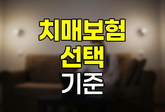 치매보험 선택의 현명한 기준