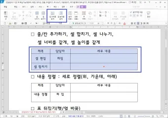 한글 표 셀 너비 자동 맞춤 글자 간격 정리 방법_16