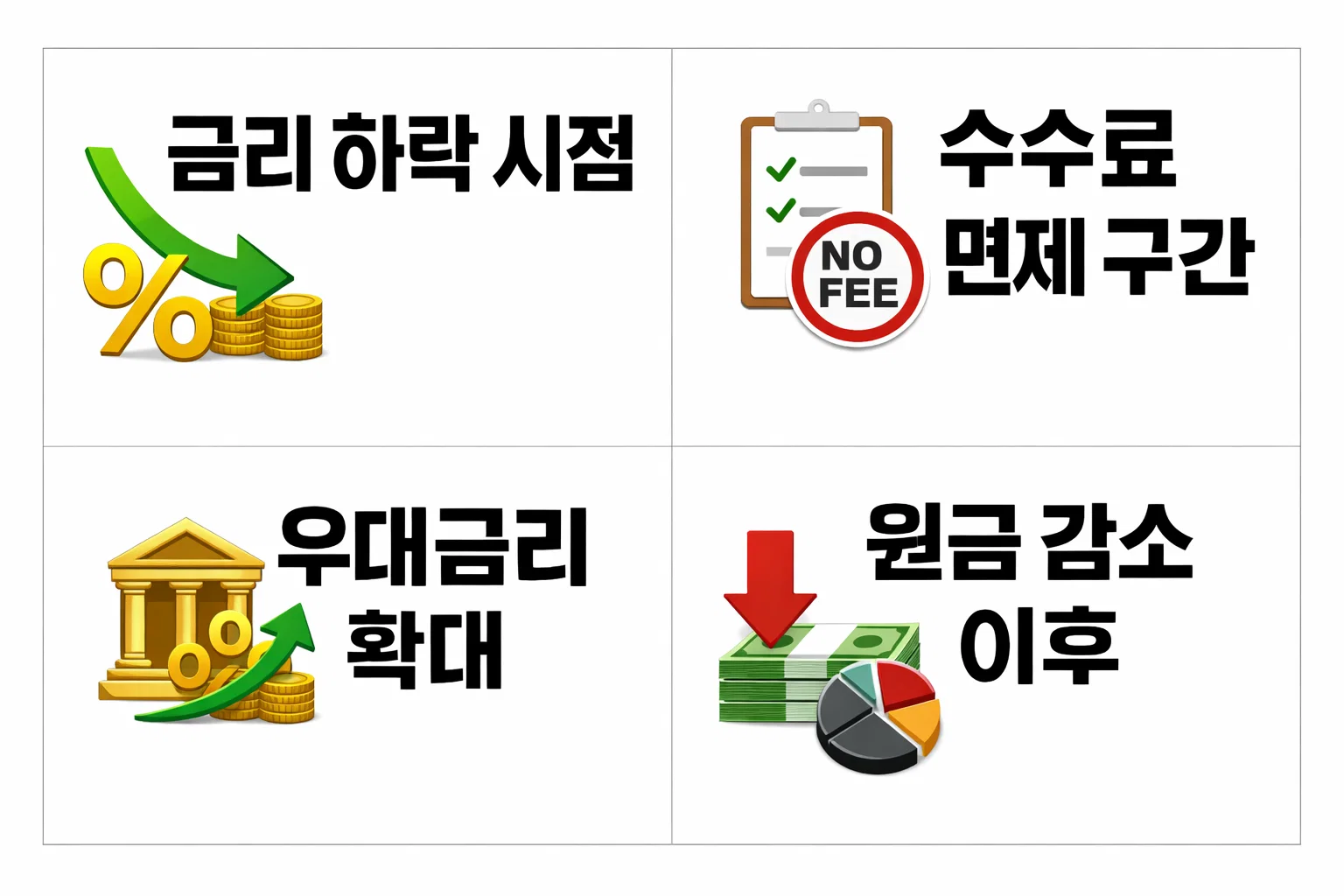 주택담보대출 갈아타기가 금리 하락 시점과 수수료 면제 구간에서 유리해지는 판단 기준을 설명한 이미지