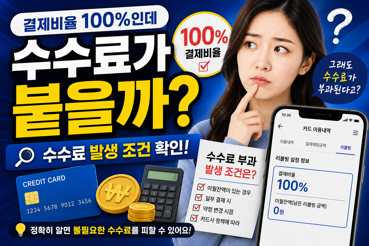 신용카드 리볼빙 결제비율 100%인데 수수료가 붙을까