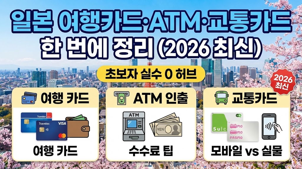 일본 여행카드·ATM·교통카드 한 번에 정리 (2026 최신)|초보자 실수 0 허브
