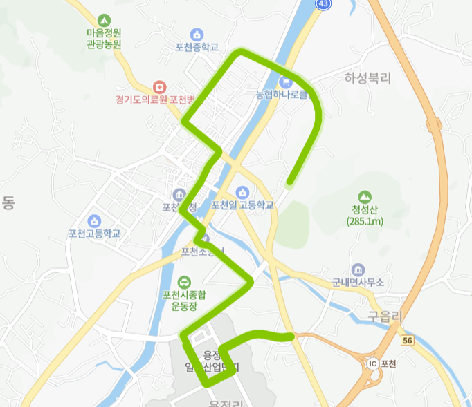 포천-77-1번-버스-노선-지도