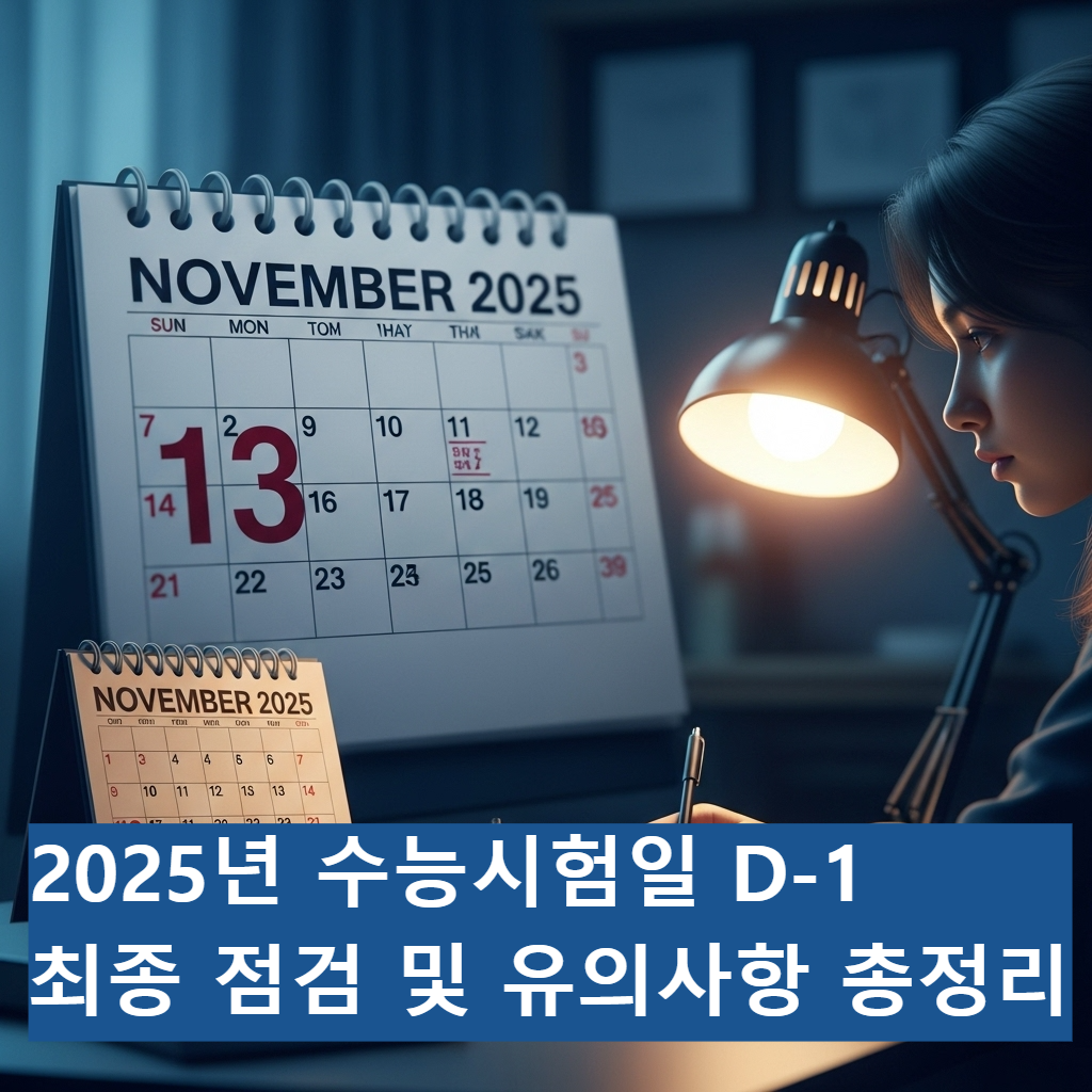 2025년 11월, 수능시험을 앞두고 책상에 앉아 집중하며 공부하는 학생의 모습