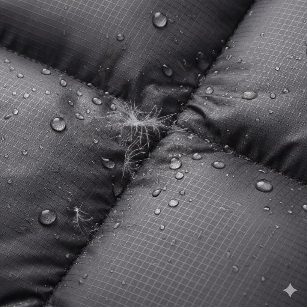 경량패딩의 소재를 클로즈업한 이미지