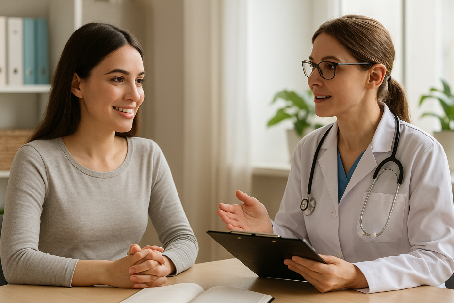 의사와-상담하는-여성