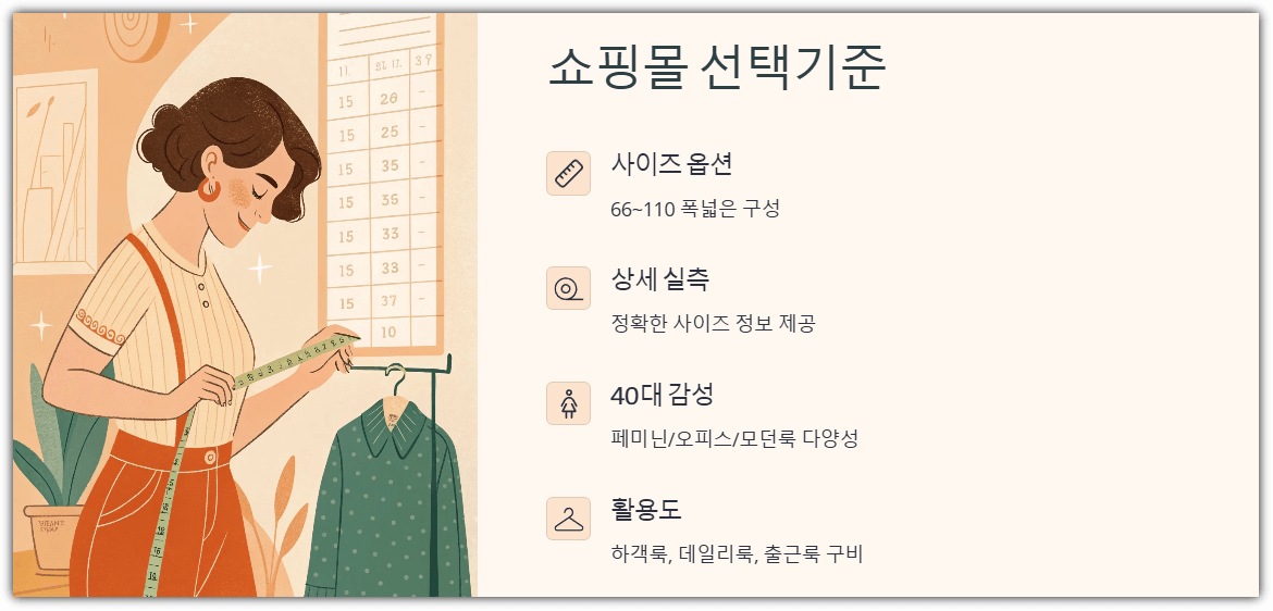 40대 빅사이즈 쇼핑몰 선택기준