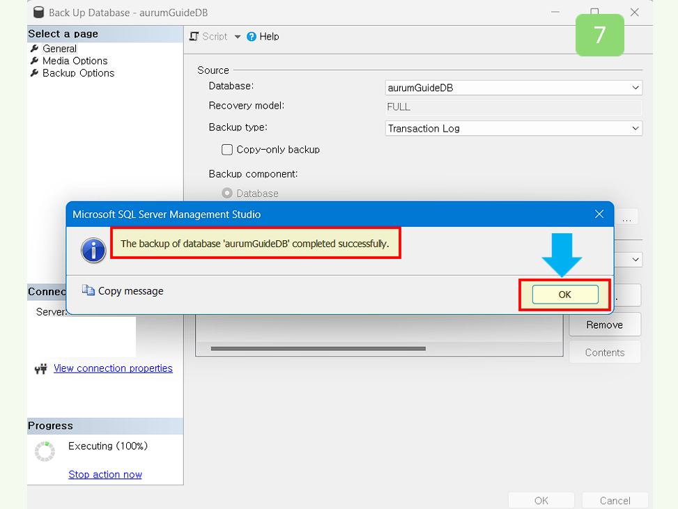파일 백업 성공을 확인하세요.