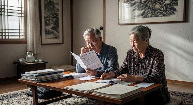 2026년 기초연금 수급자격과 재산 기준을 확인하는 노년층 모습