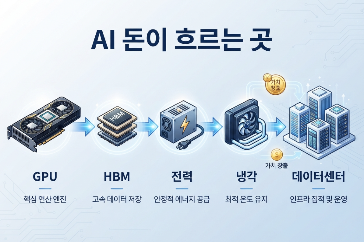 엔비디아 AI 인프라 투자와 HBM 전력기기 냉각 데이터센터