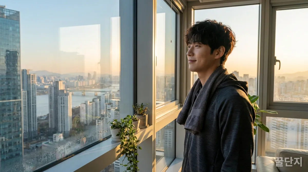 긍정적인 마음가짐으로 도시를 바라보는 한국 사회초년생의 모습