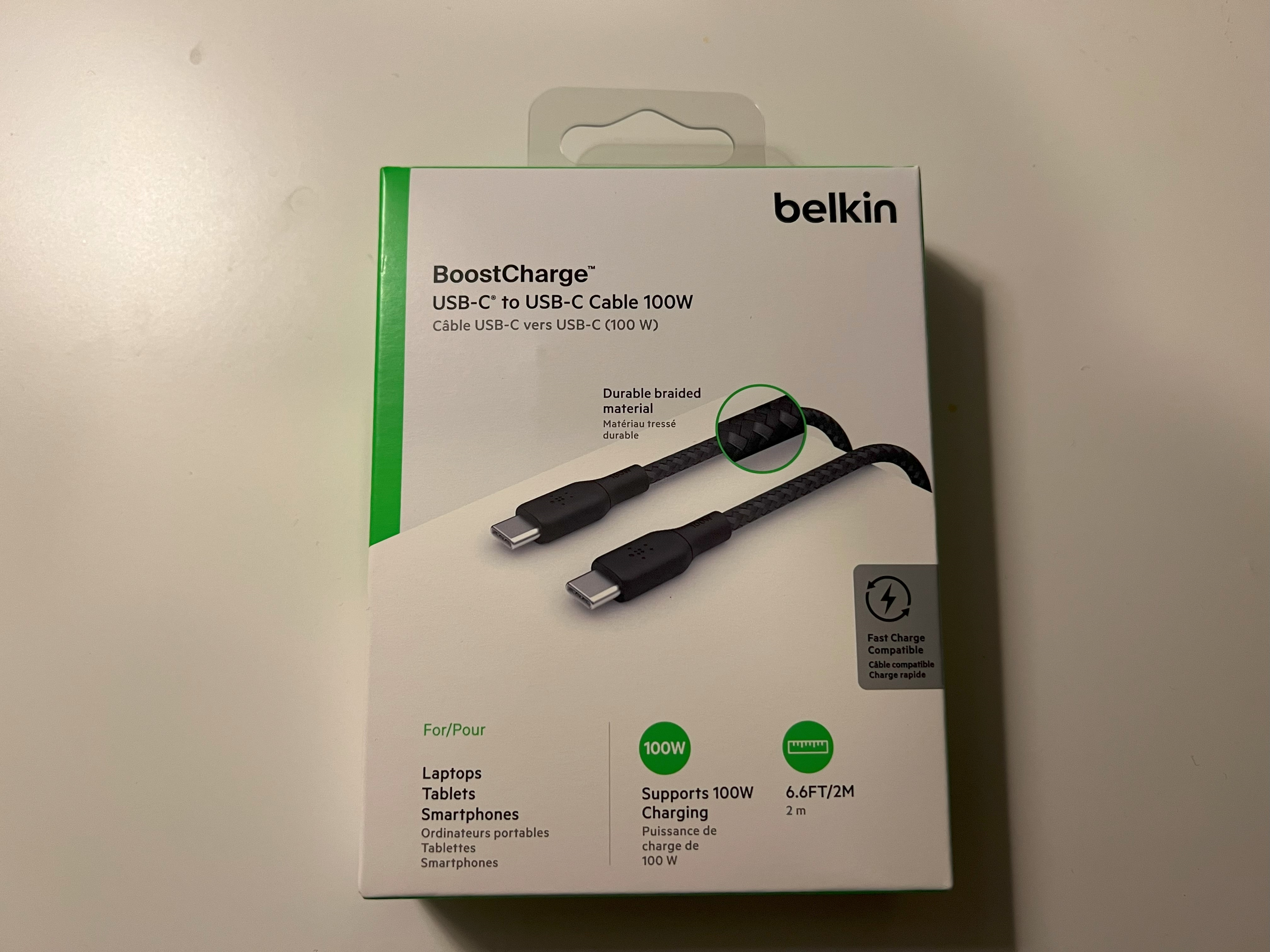 벨킨 부스트업 브레이디드 USB-C to C타입 고속 충전 케이블 CAB004bt2MBK 박스 앞면