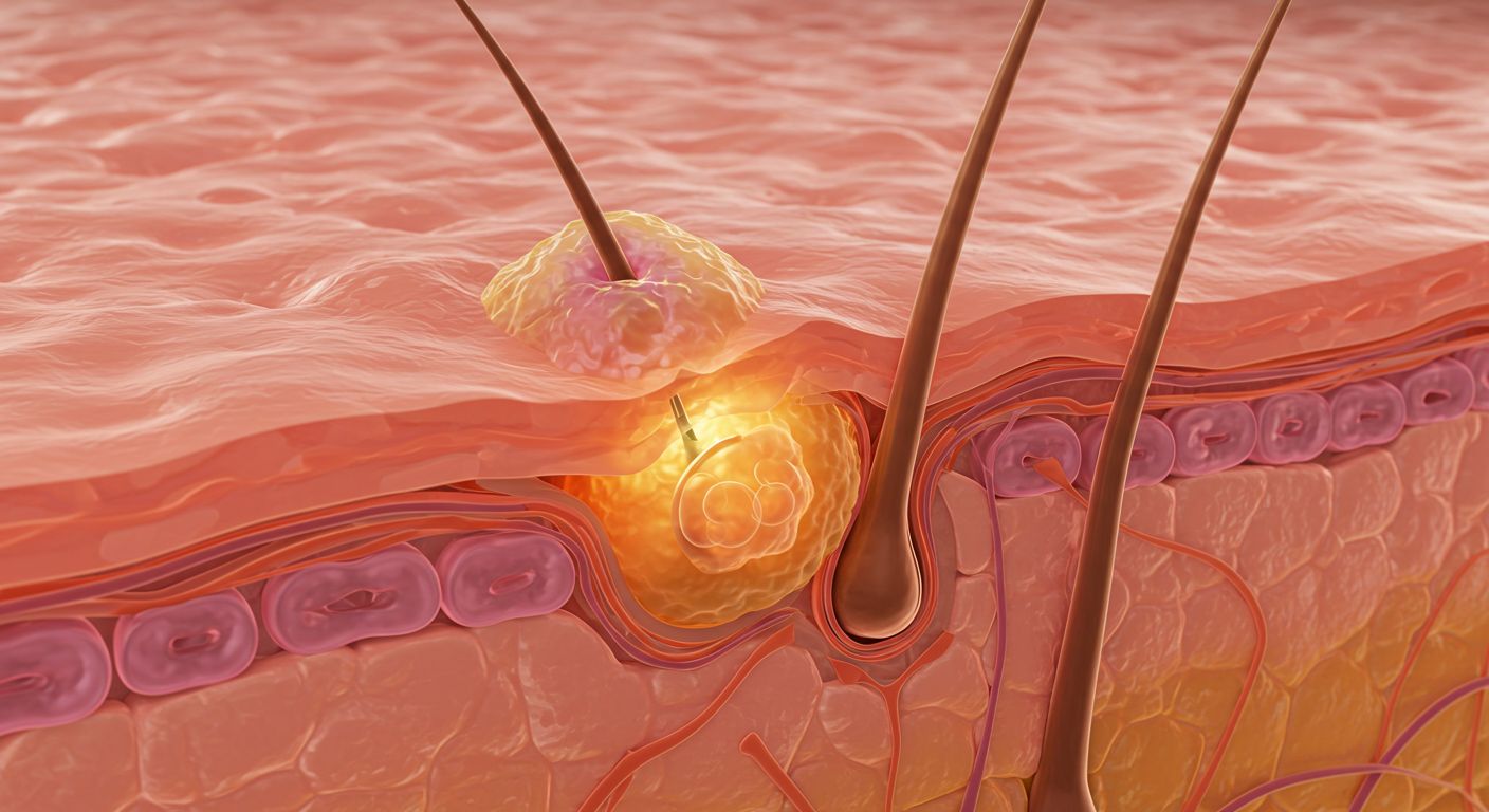 digital image of skin structure with a pimple