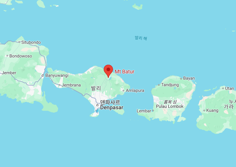 바투르 산의 위치를 알 수 있는 지도