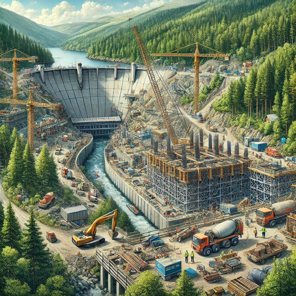 산림 속 댐 건설현장