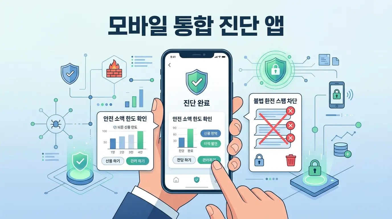 모바일 통합 진단 앱 안전 소액 한도 확인 및 불법 환전 스팸 차단