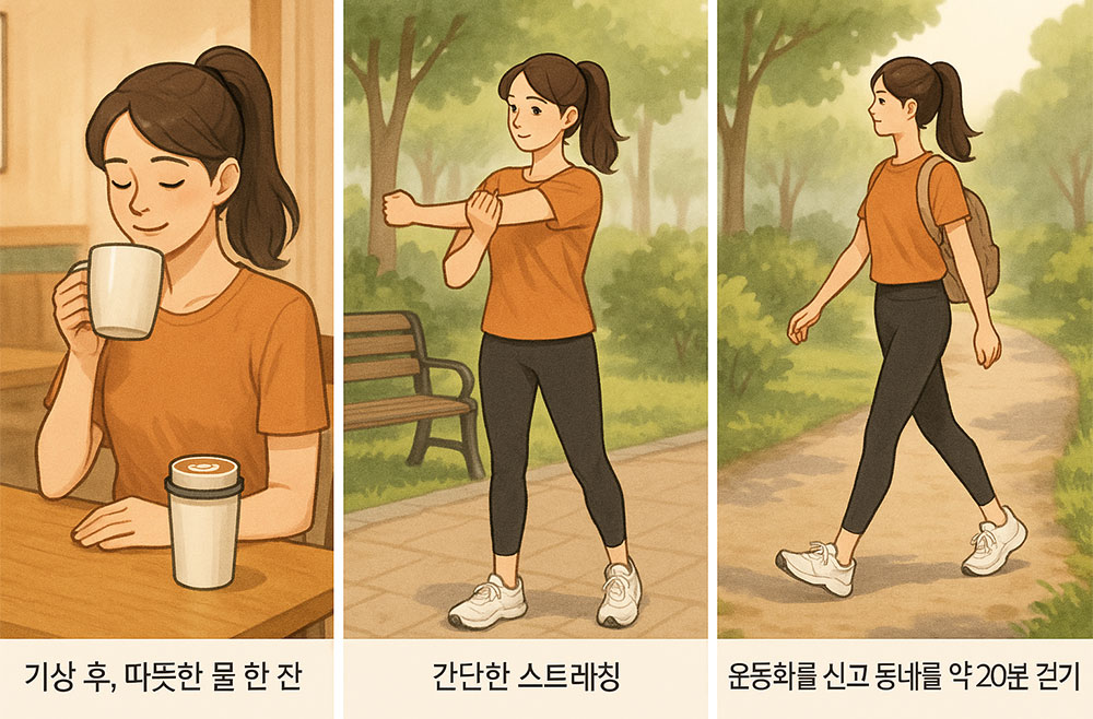 아침 걷기 전 할 일 3가지