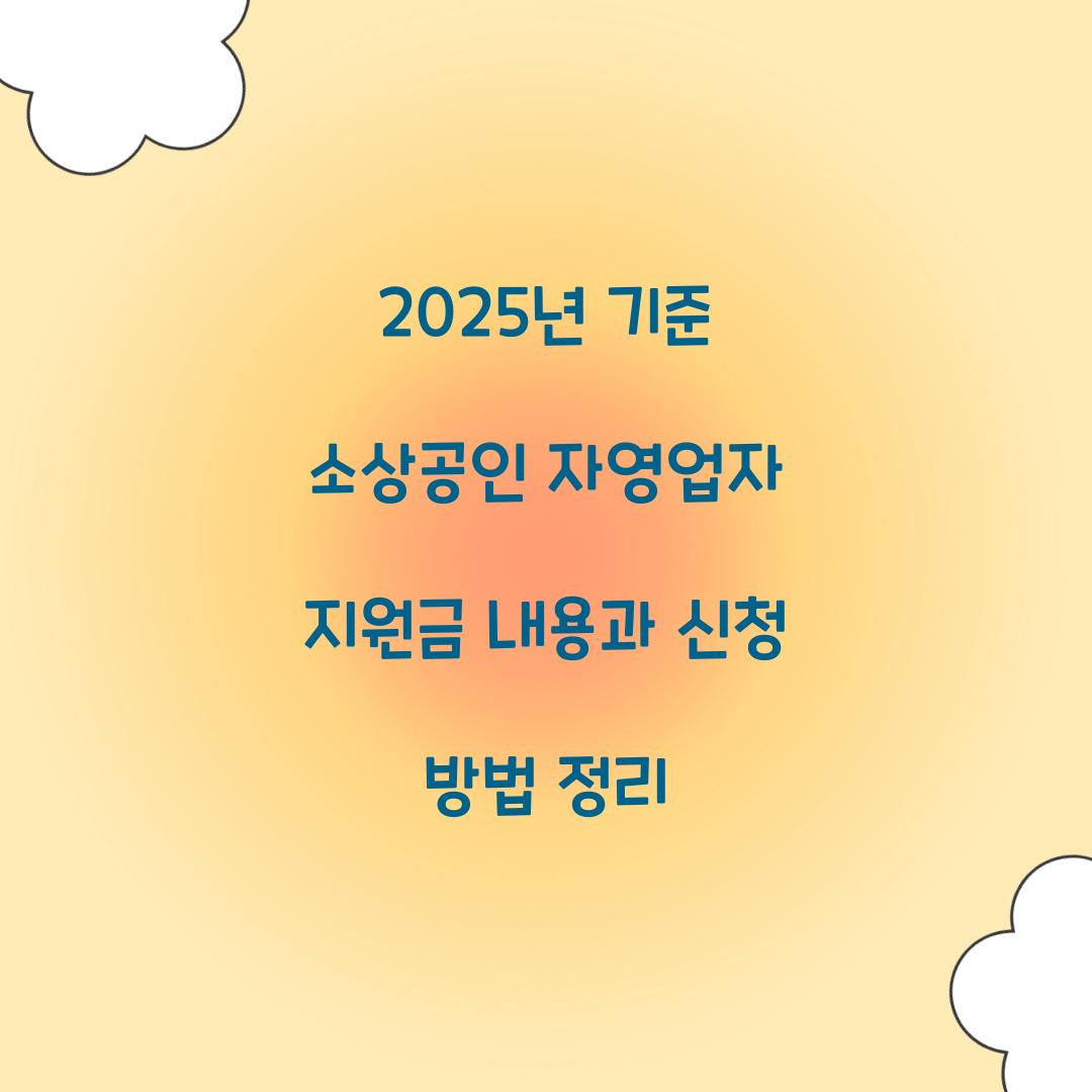 2025년 기준 소상공인 자영업자 지원금